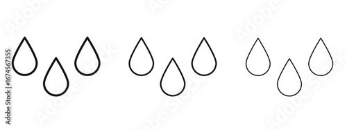 Raindrops icon in linear versions. Editable line