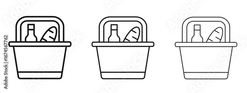 Picnic icon in linear versions. Editable line
