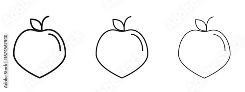 Peach icon in linear versions. Editable line