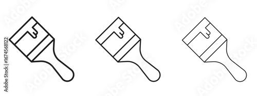 Paint brush icon in linear versions. Editable line