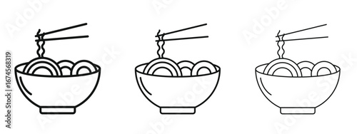 Noodles icon in linear versions. Editable line