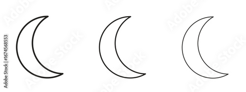 Moon icon in linear versions. Editable line