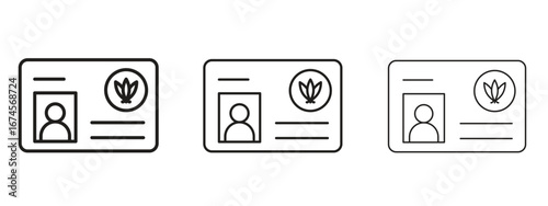 Medical marijuana card icon in linear versions. Editable line