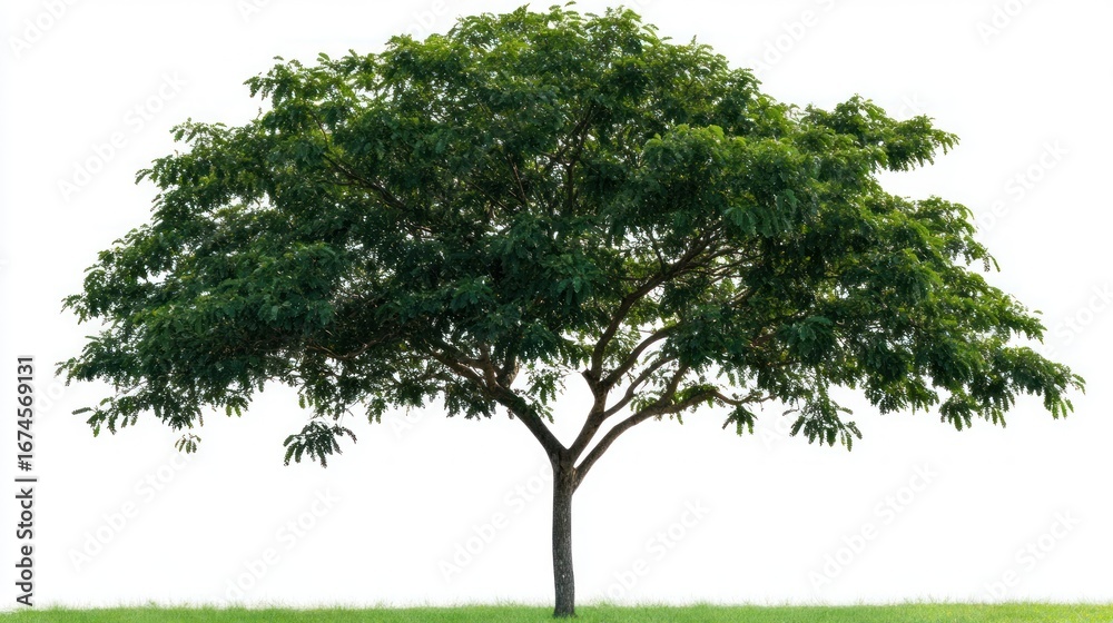 Obraz premium Isolated green tree on white background with grass