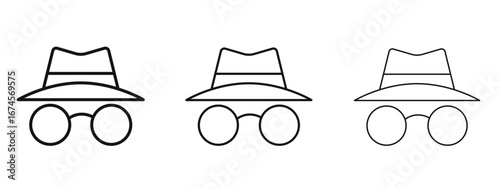 Incognito icon in linear versions. Editable line