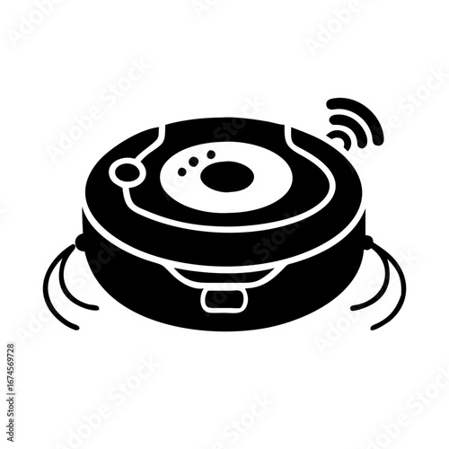 Vector art of robot vacuum cleaner with wireless control, an automatic cleaning device