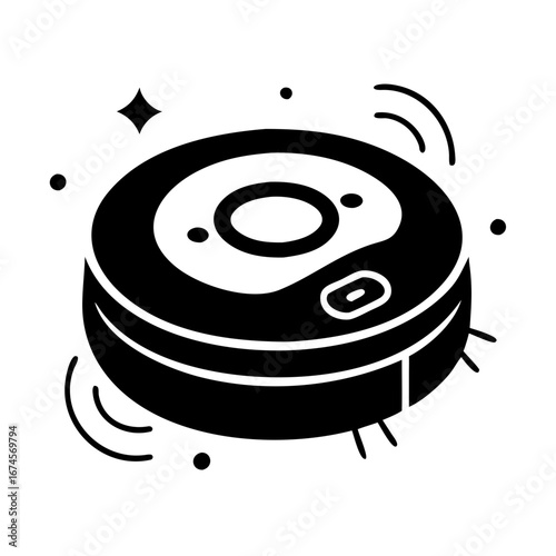 Vector art of robot vacuum cleaner for smart home, an automatic cleaning device for floors and household dust removal