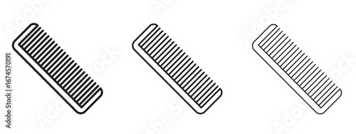 Hair brush icon in linear versions. Editable line