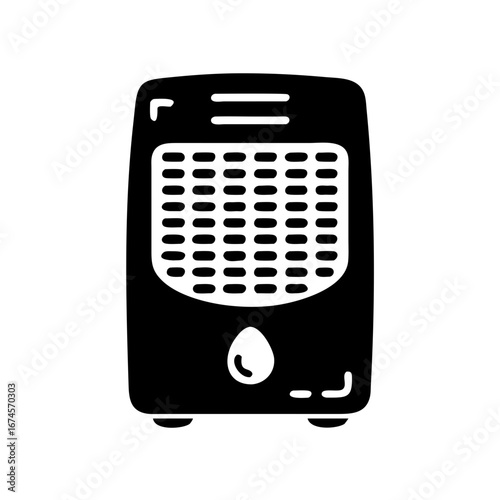 Vector art of black silhouette of a portable dehumidifier, designed to reduce humidity levels and improve air quality