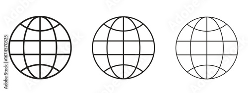 Globe icon in linear versions. Editable line