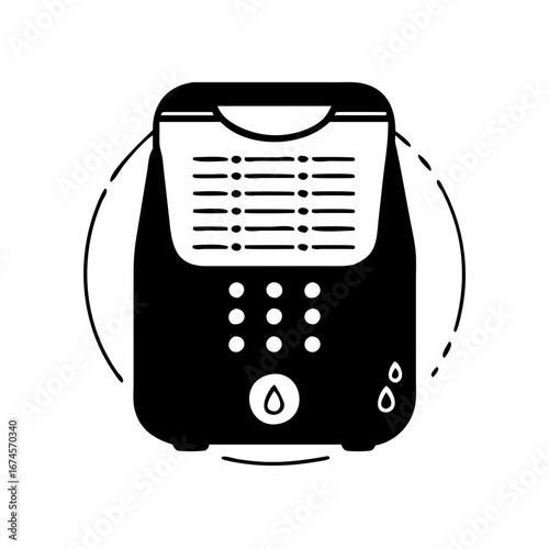 Illustration of a deep fryer, , representing cooking, kitchen appliances, and the preparation of fried food