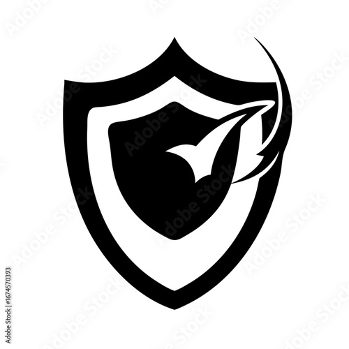 Vector art of modern shield icon with abstract design, conveying security, protection, and a sense of dynamic defense