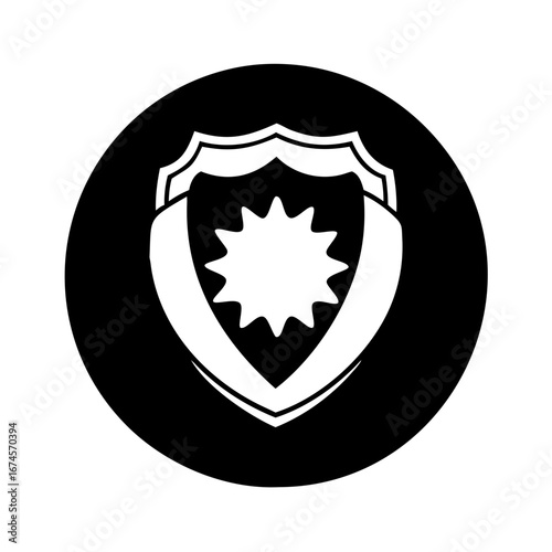 Vector art of shield icon with star inside, representing security, protection, and safety in a modern and minimalist design