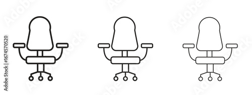 Gaming chair icon in linear versions. Editable line