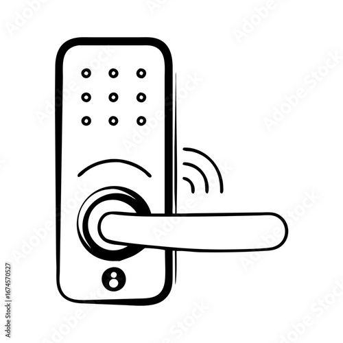 Vector art of smart door lock with keypad, a modern security system for keyless home access and digital protection