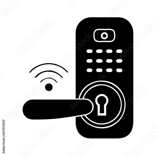 Vector art of smart door lock with keypad, a modern security system for keyless home access and digital protection