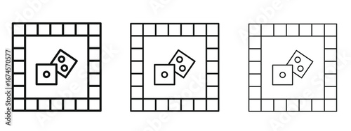 Game board icon in linear versions. Editable line