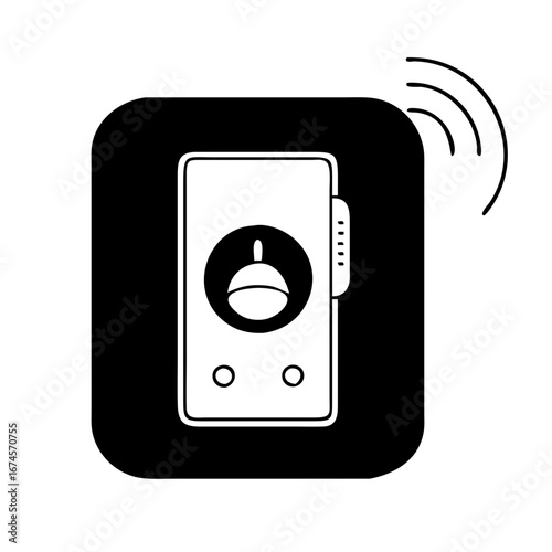 Vector art of smart intercom icon, representing modern home security and communication technology with video and audio features