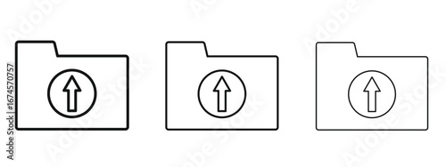 Folder upload icon in linear versions. Editable line