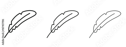 Feather icon in linear versions. Editable line