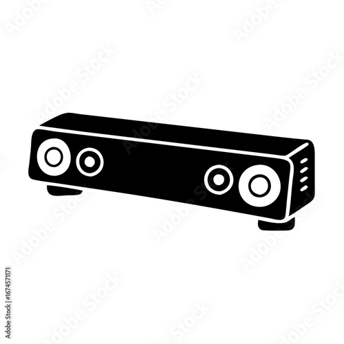 Vector art of black soundbar, an audio speaker for home theater system, modern design for music and entertainment