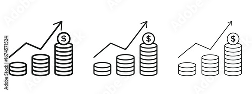 Earning icon in linear versions. Editable line