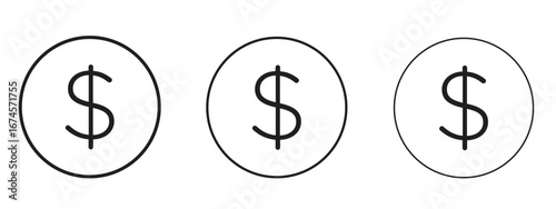 Dollar icon in linear versions. Editable line