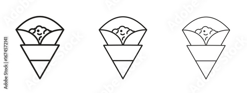 Crepe icon in linear versions. Editable line