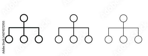 Chart tree icon in linear versions. Editable line
