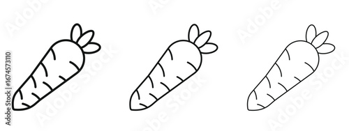 Carrot icon in linear versions. Editable line