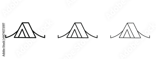 Camping icon in linear versions. Editable line