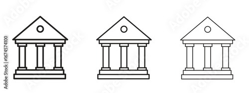 Bank icon in linear versions. Editable line