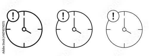 Alarm exclamation icon in linear versions. Editable line