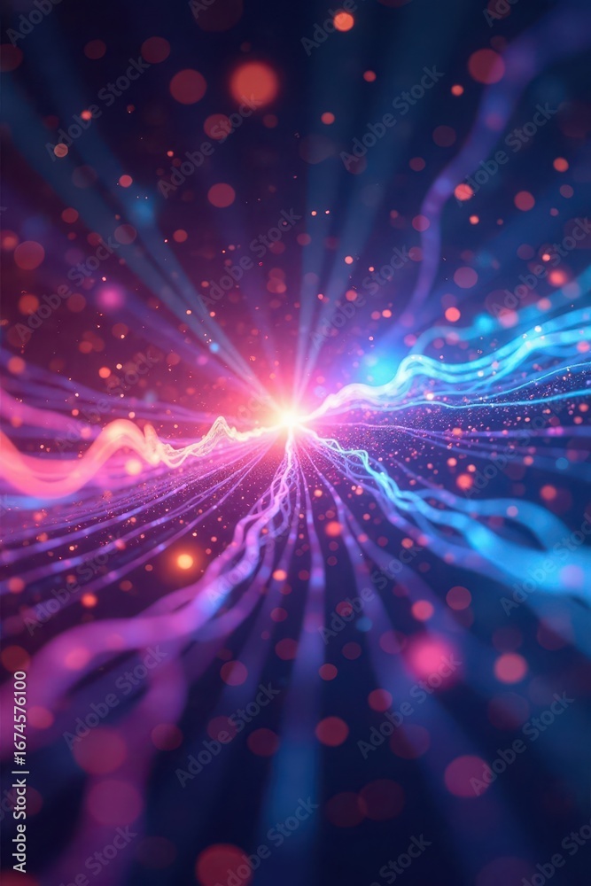 Fototapeta premium Holographic display shines with vibrant energy waves , holographic, colorful, flare