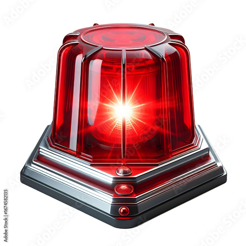 Red siren light isolate on White background