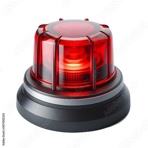 Red siren light isolate on White background