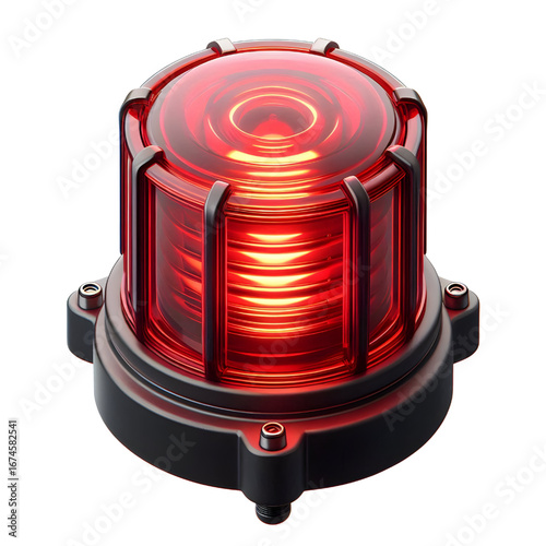 Red siren light isolate on White background