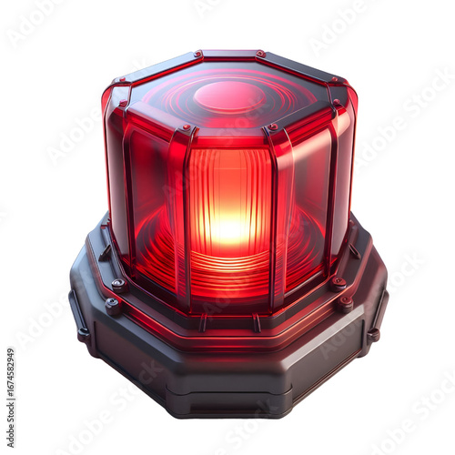 Red siren light isolate on White background