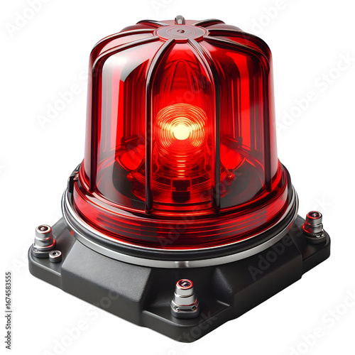 Red siren light isolate on White background