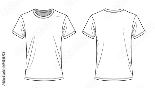 Front and back view of a simple white t-shirt design