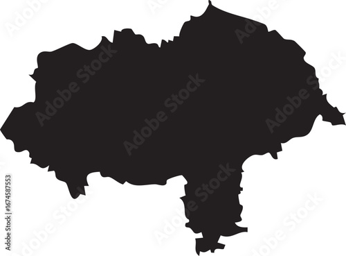 North Yorkshire Map Solid Black Silhouette