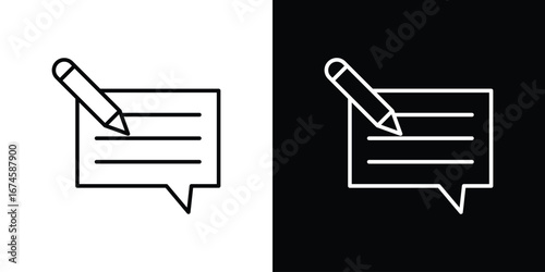 Write comment icon logo vector template