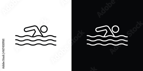 Swimmer icon logo vector template
