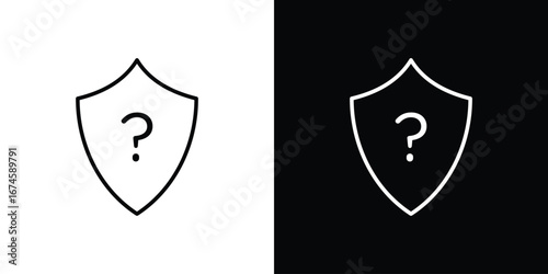 Shield interrogation icon logo vector template