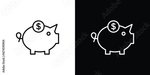 Piggy bank icon logo vector template
