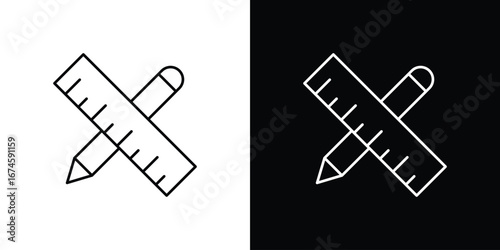 Pencil and ruler icon logo vector template