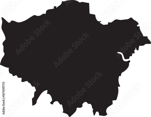 Greater London Map Solid Black Silhouette