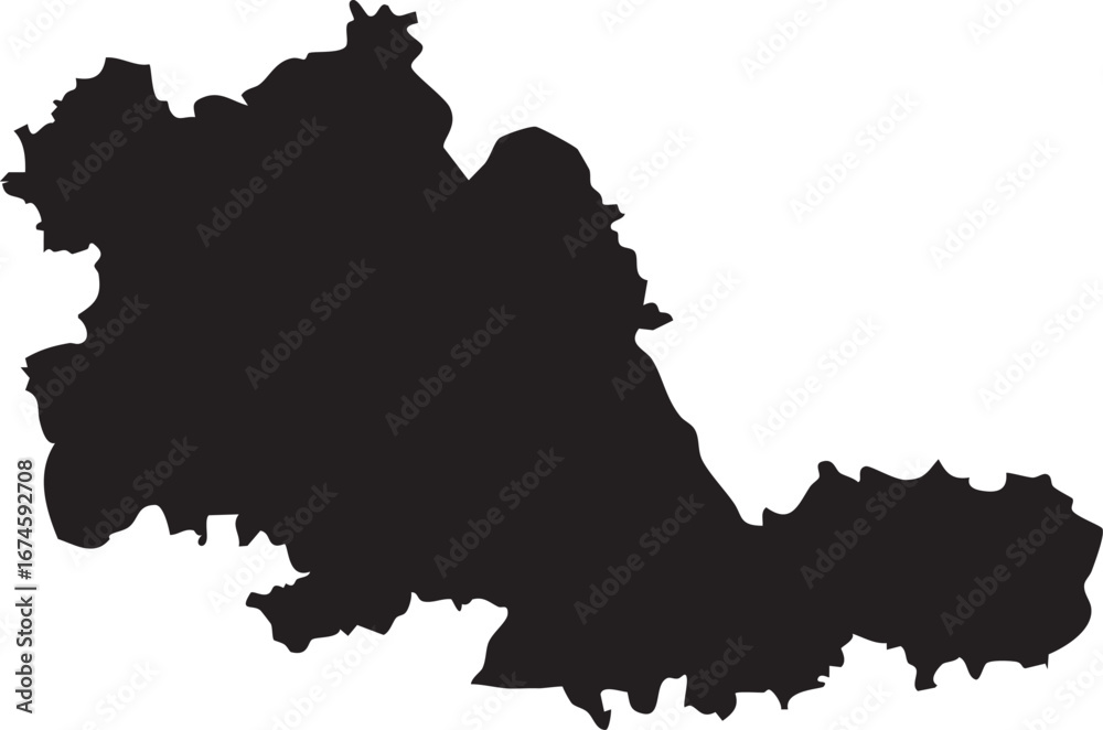 Fototapeta premium West Midlands England Map Solid Black Silhouette