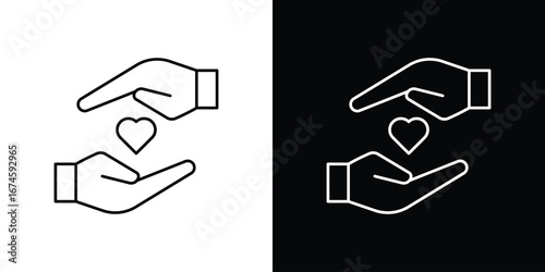 Hand holding heart icon logo vector template