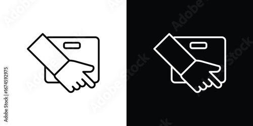 Hand holding box icon logo vector template